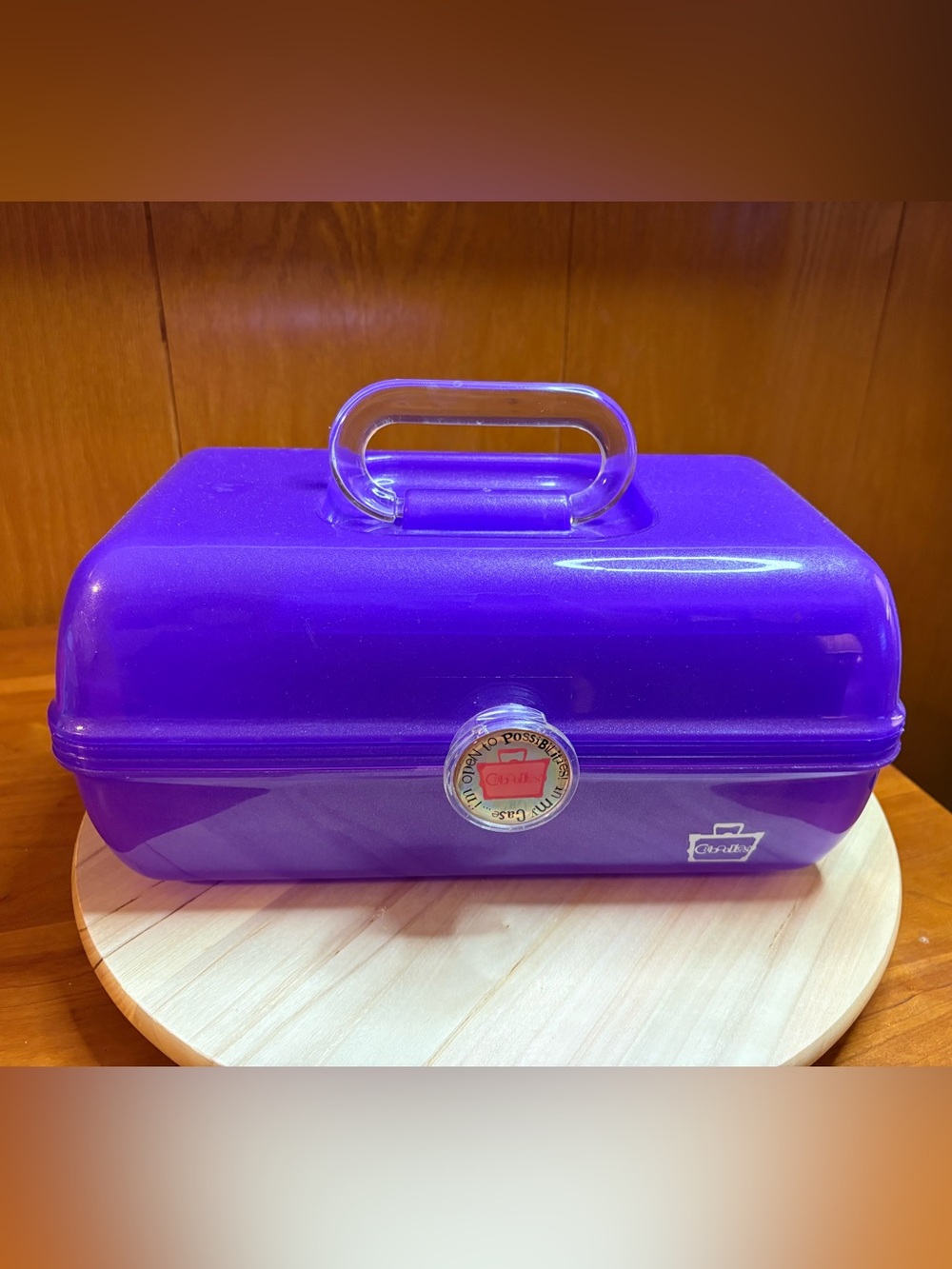 Caboodles On-The-Go Makeup Case w/ Mirror Handle, Purple Plastic 12x7x6 MPN 5622